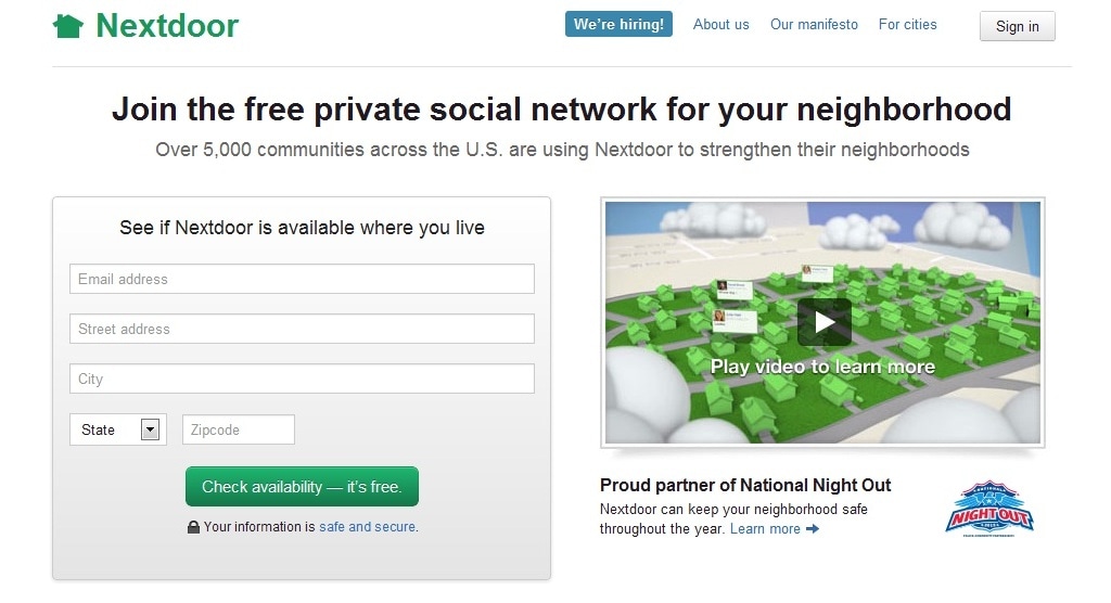 Фрагмент интерфейса сайта NextDoor